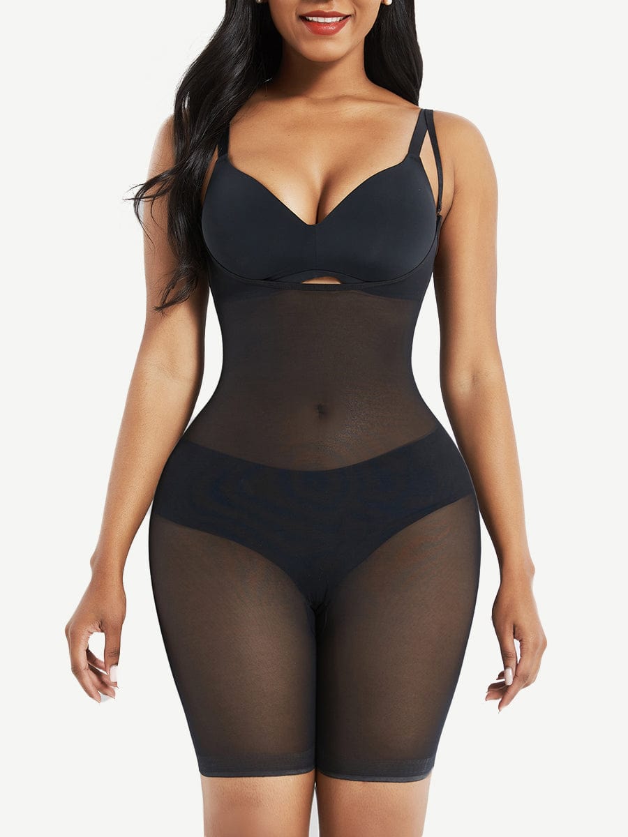 Wholesale Black Removable Straps Mesh Full Body Shaper Tummy Training