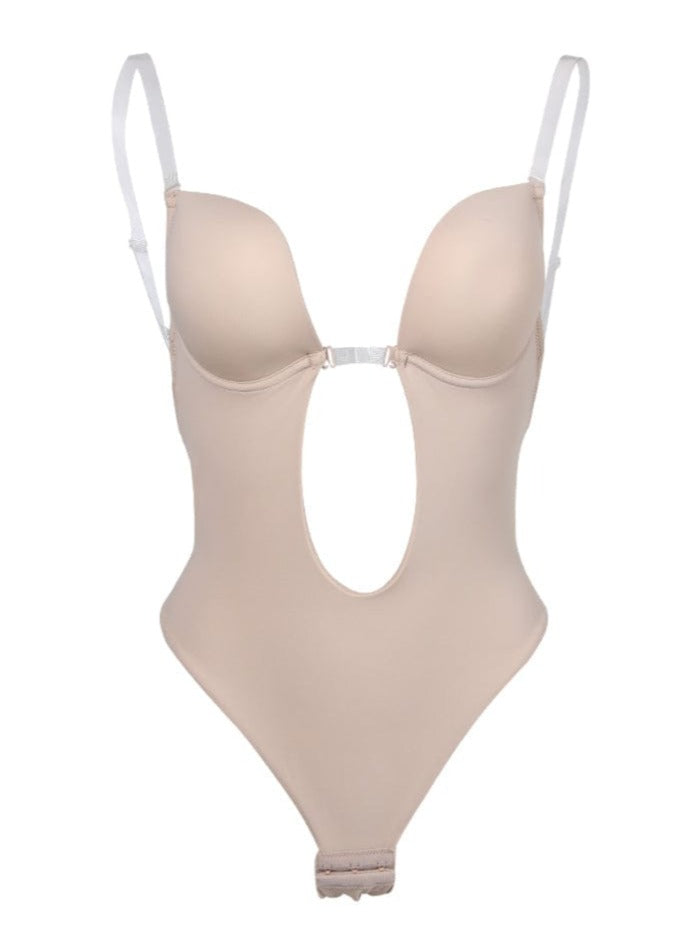 Wholesale High Waist 30D Fabric Tummy Control Bodysuit with Nubuck Shoulder Straps