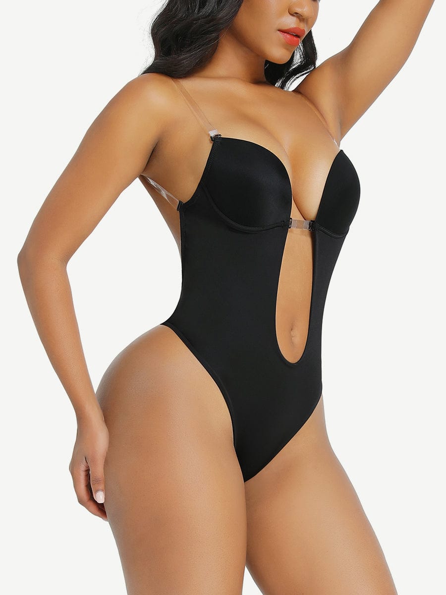 Wholesale High Waist 30D Fabric Tummy Control Bodysuit with Nubuck Shoulder Straps