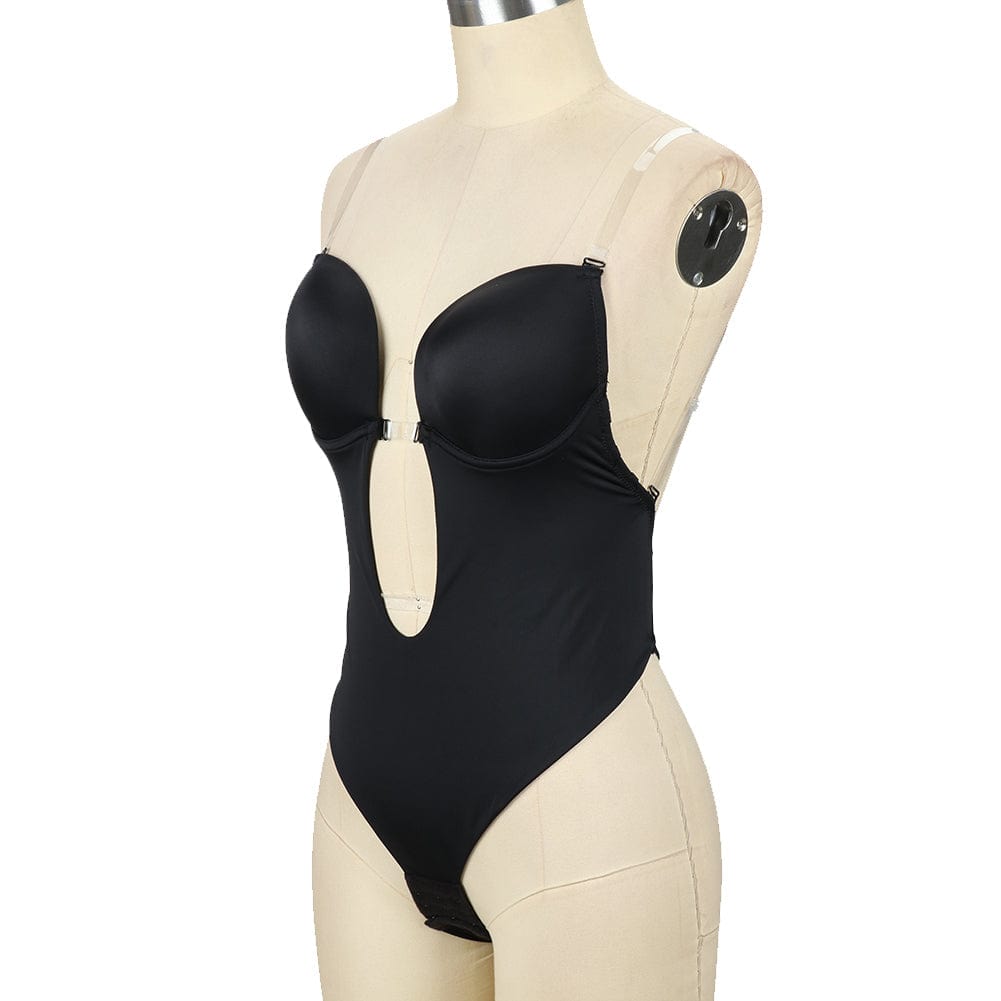 Wholesale High Waist 30D Fabric Tummy Control Bodysuit with Nubuck Shoulder Straps