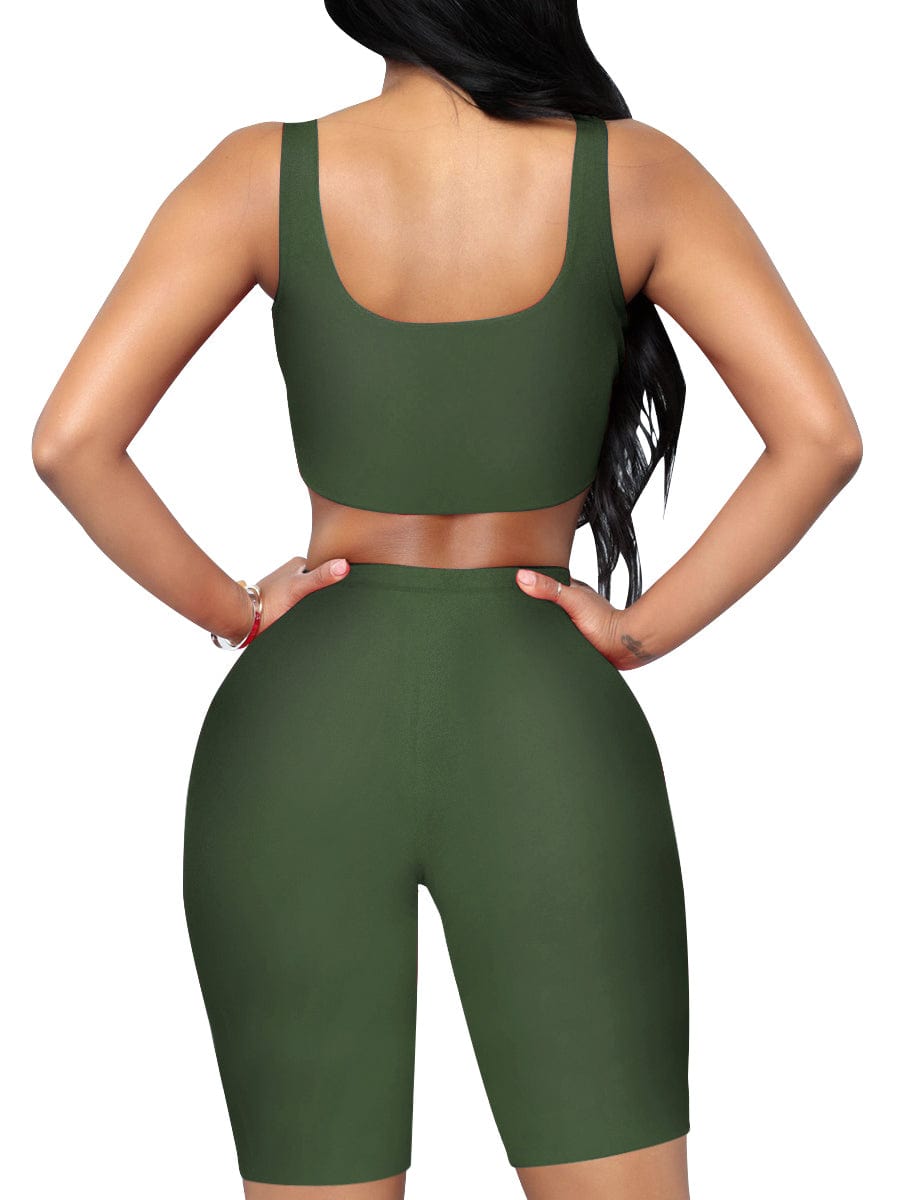 Wholesale Stretched Black Scoop Neck Sports Suit High-Waist Running