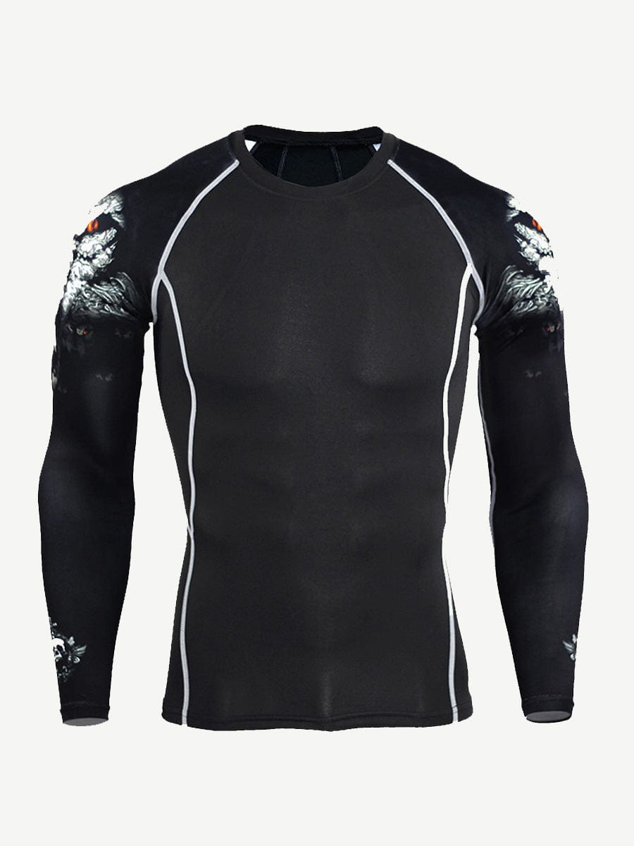 Stretched Wolf Head Print Sports Top Plus Size Stretchy Fabric