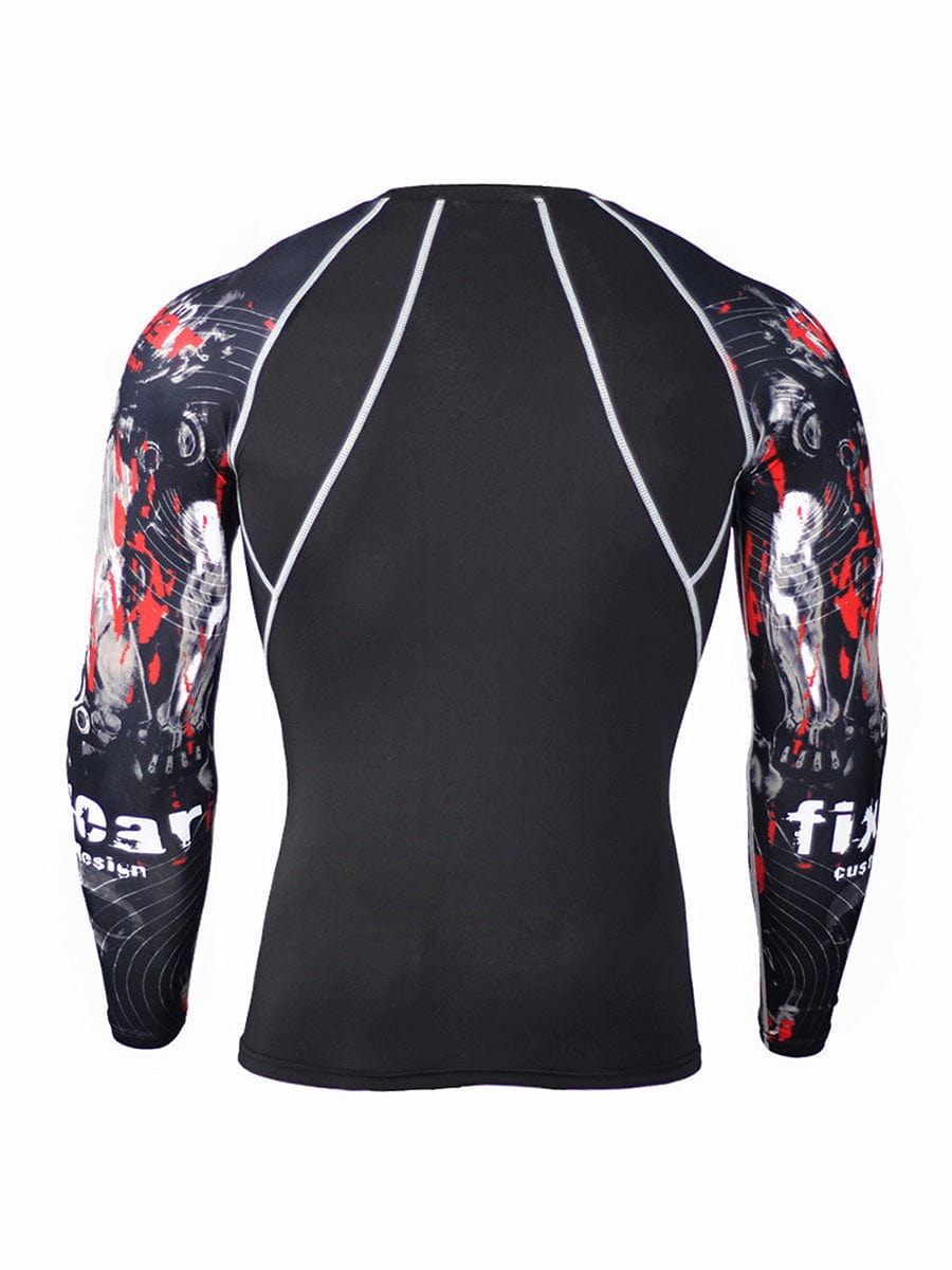 Stretched Wolf Head Print Sports Top Plus Size Stretchy Fabric