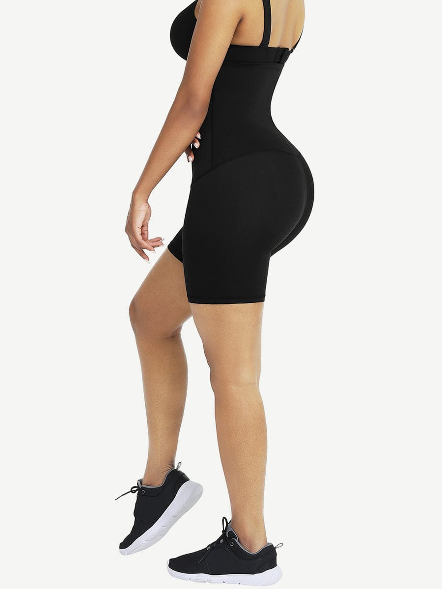 Wholesale Black High Waist 2-In-1 Waist Trainer Shorts Mid-Thigh Slimming Waist