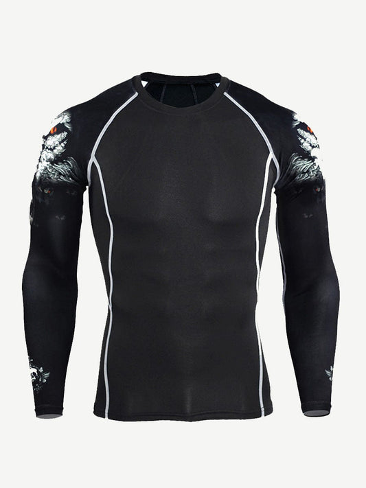 Stretched Wolf Head Print Sports Top Plus Size Stretchy Fabric