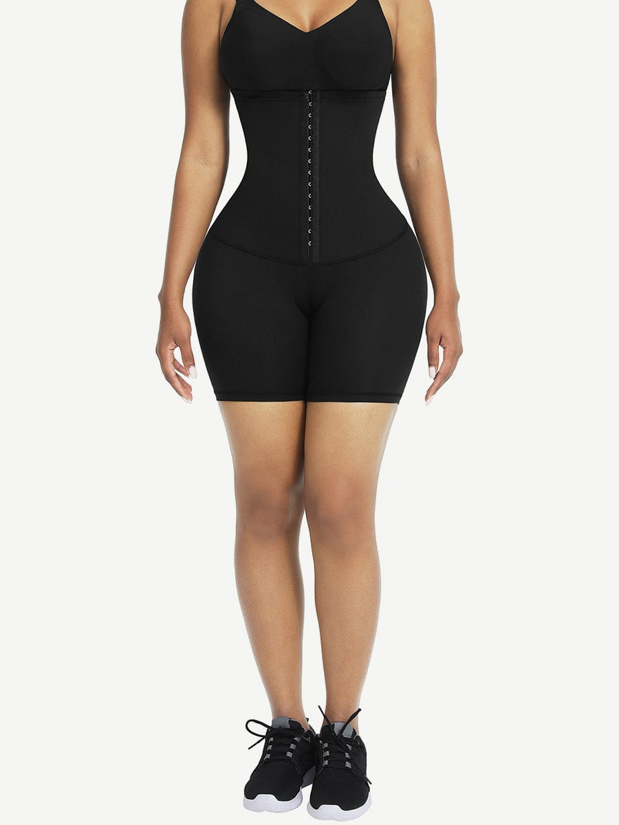Wholesale Black High Waist 2-In-1 Waist Trainer Shorts Mid-Thigh Slimming Waist